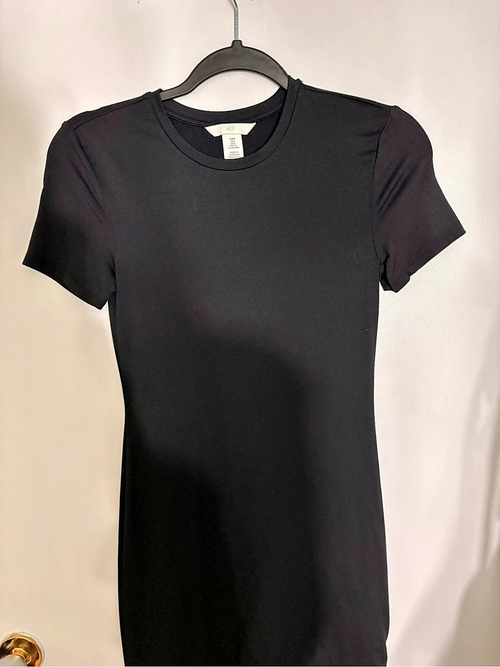 H&M Short Sleeve T-Shirt Dress Black Mini XS